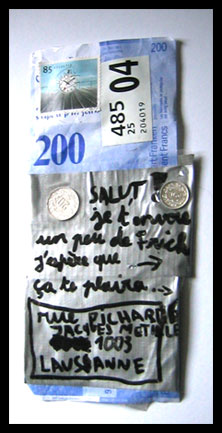 lettre avec de l'argent