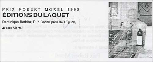 le prix morel pour les ditions du Laquet